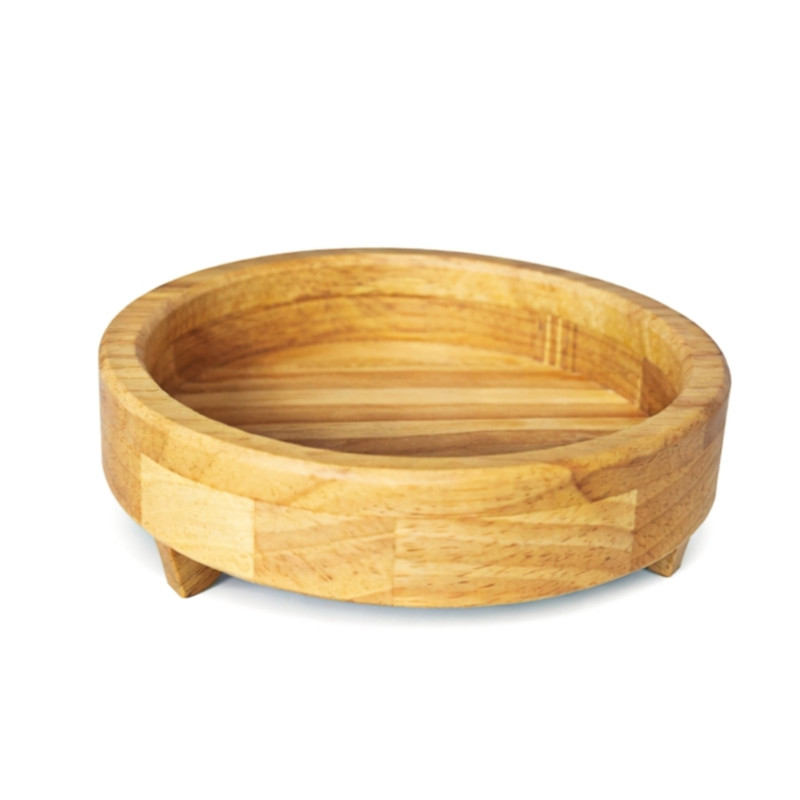 ظرف سرو چوبی پایه‌دار مدل BM14 قطر 14.5 سانتی‌متر، مناسب آجیل‌خوری، شکلات‌خوری، نبات‌خوری و زیتون‌خوری، ساخته شده از رابروود درجه یک، شست‌وشو با دست