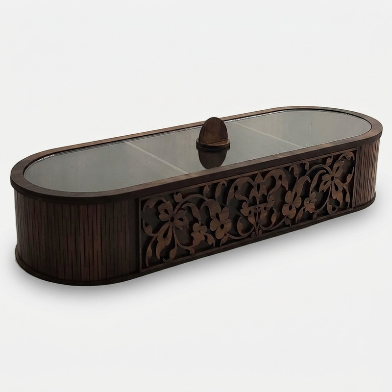 جعبه پذیرایی تکچین کالا مدل LZ-2 با بدنه MDF و در پلکسی