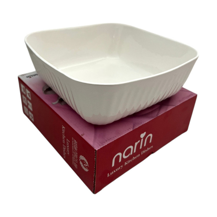 ظرف سرو چینی نارین مدل مربع، مناسب سالادخوری، میوهخوری، سوپخوری و دسرخوری، شستشو با دست یا ماشین ظرفشویی