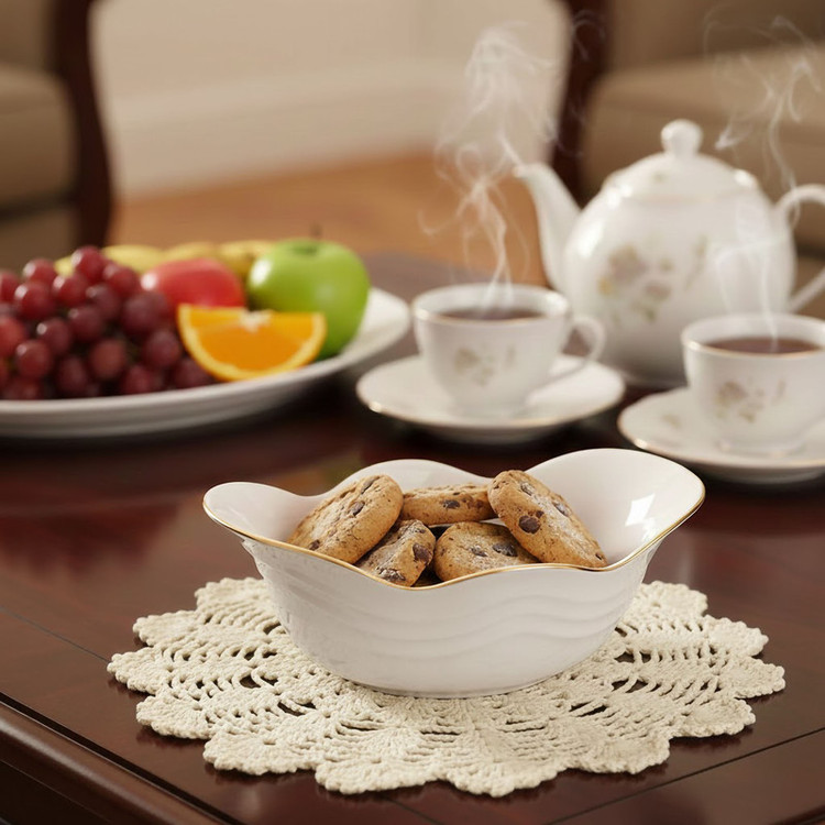 میوهخوری چینی گرد مقصود مدل فله آوا با قابلیت شستوشو در ماشین ظرفشویی و طراحی فانتزی همراه با جعبه