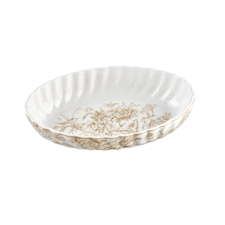 گلد کیش مرغخوری طرح سارینا کد GK701144-6، ظرف گود با لبه موجدار مناسب سرو مرغ و استیک