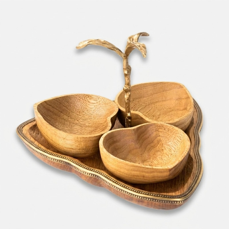 اردوخوری چوبی گلد کیش مدل گلدن برد قلب GK829416، سینی پذیرایی، مناسب شستشو با دست
