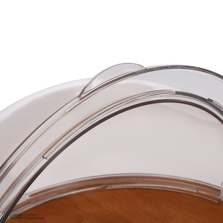 کیکخوری و شیرینیخوری لیمون مدل پایه چوبی با درپوش اکرلیک شفاف، ابعاد 30x30x17 سانتیمتر، ساخت ایران، مناسب محافظت و نمایش کیک و دسر، شستوشوی دستی