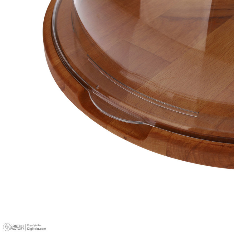 کیکخوری و شیرینیخوری لیمون مدل پایه چوبی با درپوش اکرلیک شفاف، ابعاد 30x30x17 سانتیمتر، ساخت ایران، مناسب محافظت و نمایش کیک و دسر، شستوشوی دستی