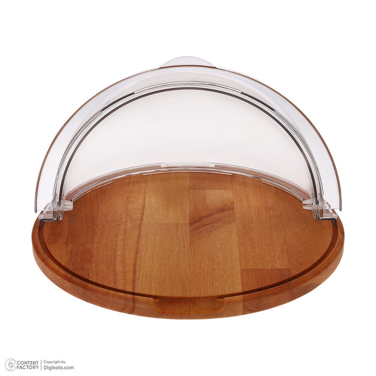 کیکخوری و شیرینیخوری لیمون مدل پایه چوبی با درپوش اکرلیک شفاف، ابعاد 30x30x17 سانتیمتر، ساخت ایران، مناسب محافظت و نمایش کیک و دسر، شستوشوی دستی