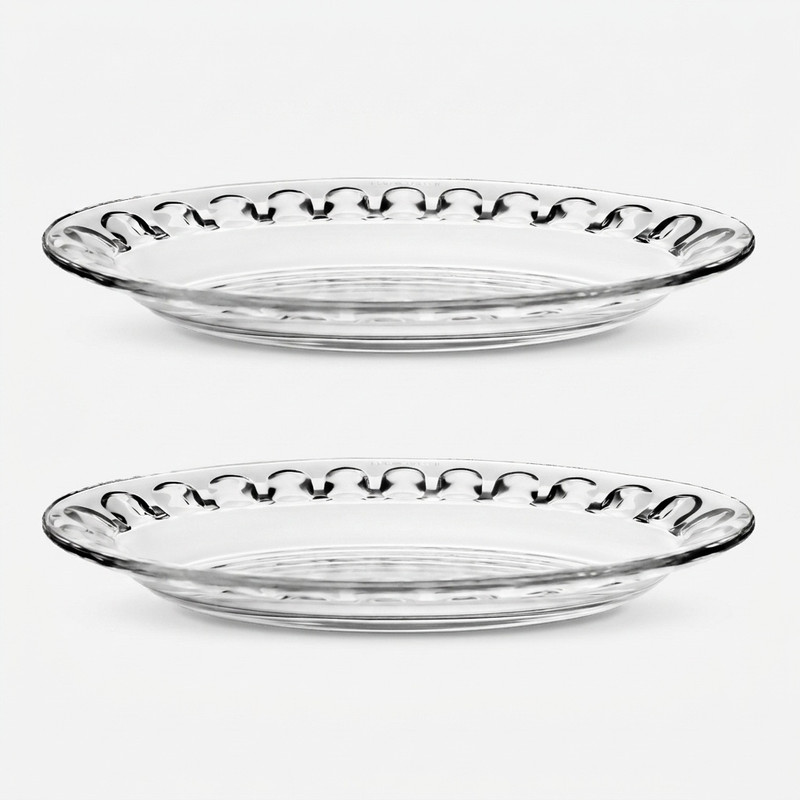 دیس لبه‌دار گود بلور شفاف حرارت‌دیده کد 9550، بسته 2 عددی، مناسب برنج و انواع خوراک، قابل شستشو با ماشین ظرفشویی، ابعاد 28×23 سانتی‌متر، ارتفاع 4 سانتی‌متر، دارای جعبه، ساخت ایران