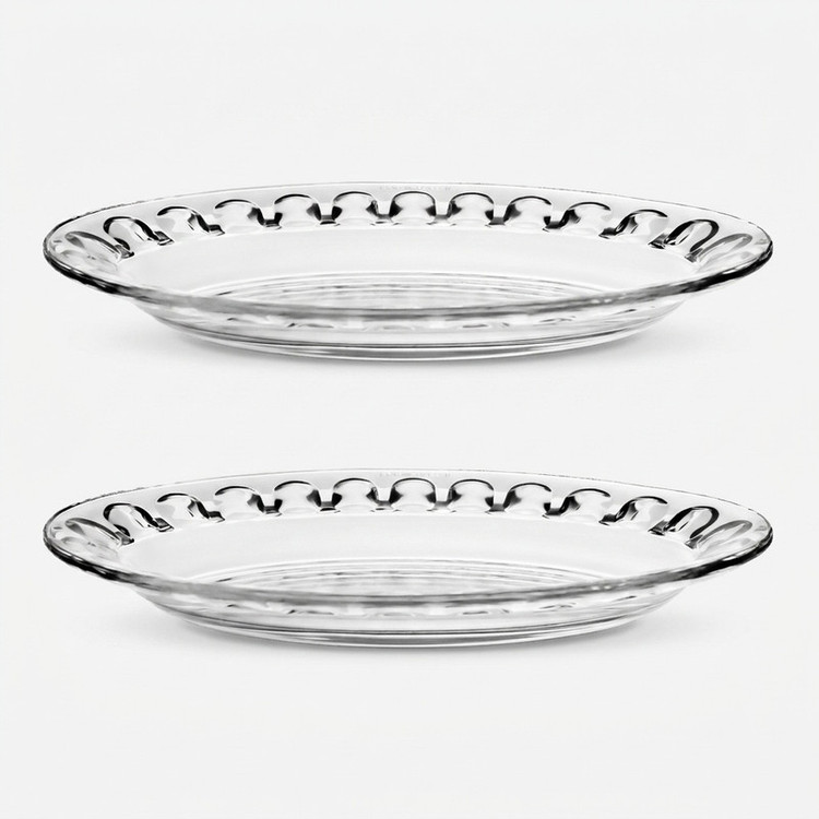 دیس لبهدار گود بلور شفاف حرارتدیده کد 9550، بسته 2 عددی، مناسب برنج و انواع خوراک، قابل شستشو با ماشین ظرفشویی، ابعاد 28×23 سانتیمتر، ارتفاع 4 سانتیمتر، دارای جعبه، ساخت ایران