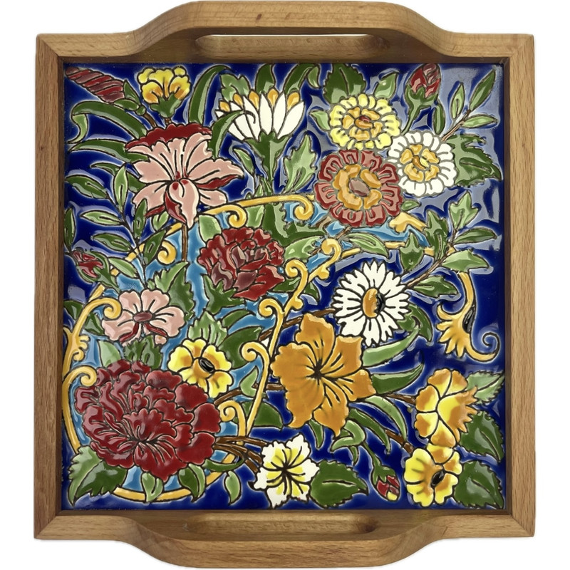 سینی کاشی کاری مدل گلستان