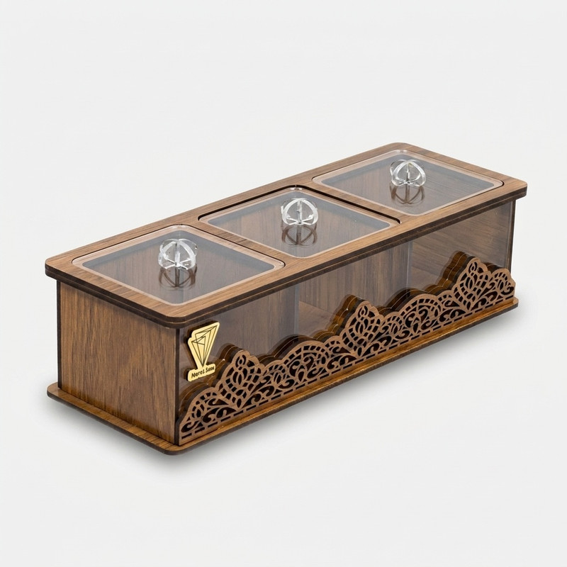 جعبه پذیرایی 3 خانه نارسی کد 03، مدل لوکسی، جنس MDF