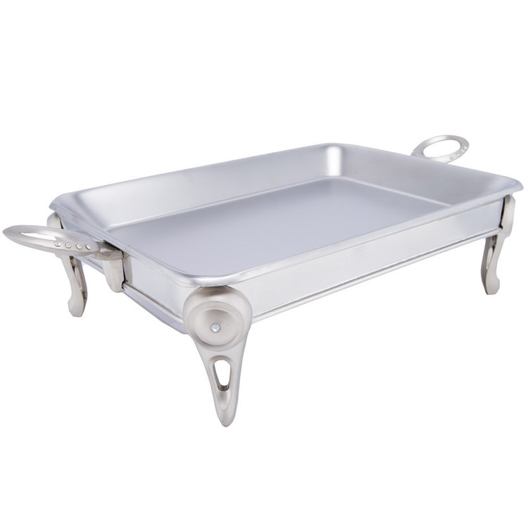 ظرف سوفله برنجخوری مدل BK108S گنجایش 8 نفر استیل براق ضدزنگ با سینی استیل جدا شونده و پایه نگهدارنده 2 عدد شمع وارمر مناسب سرو برنج، کباب و ماکارانی قابلیت شستشو در ماشین ظرفشویی