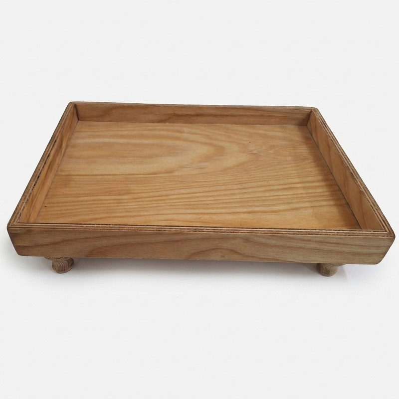 سینی بدون دسته مدل دالیا 01 پایه‌دار چوبی مستطیلی پلای‌وود برای پذیرایی و پاسماوری، ابعاد 30×25×8 سانتی‌متر، شستشو با دست