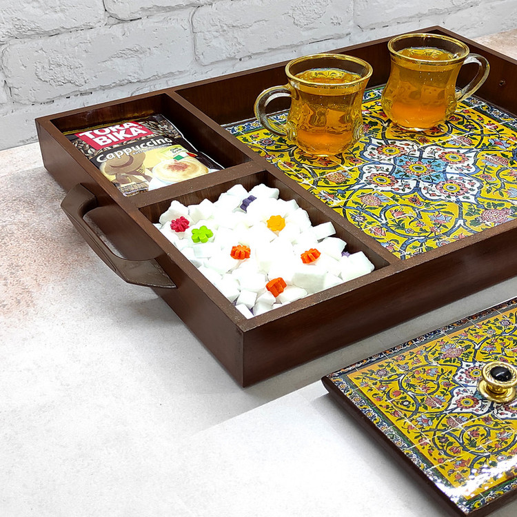 سینی چوبی رزینی مدل نوش نگار کد34
