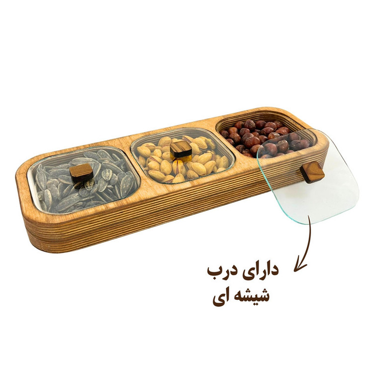 اردوخوری چوبی مدل OD183 ساخته شده از چوب وارداتی با پوشش صددرصد گیاهی، قابل شستوشو با دست، آبگریز و بهداشتی، مناسب سرو آجیل، تنقلات، میوه خشک، شکلات و پاستیل، ابعاد 35×13×4 سانتیمتر، مناسب استفاده خانگی و رستوران