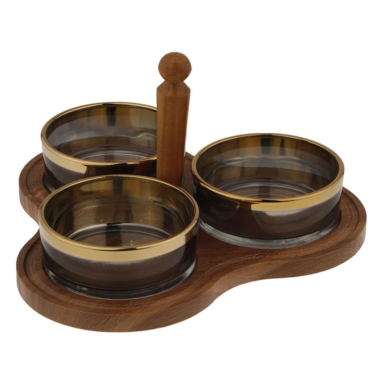 اردوخوری کریستال سهپیاله مدل W1320 با پوشش نانو، زیره و دسته چوبی مقاوم در برابر خط و خش، قابلیت استفاده با یا بدون دسته، طراحی مدرن و مناسب سرو تنقلات و هدیه