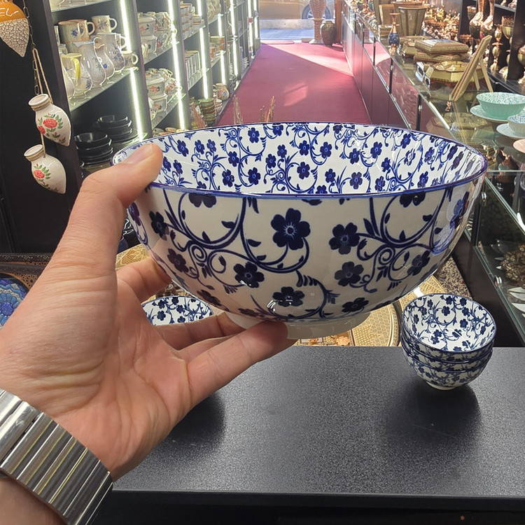 ست 7 پارچه آجیلخوری و انارخوری چینی دنی هوم مدل انارخوری، مناسب شستشو با دست و ماشین ظرفشویی، کاسه بزرگ با قطر 20 سانتیمتر و ارتفاع 10 سانتیمتر، کاسههای کوچک با قطر 8 سانتیمتر و ارتفاع 5 سانتیمتر