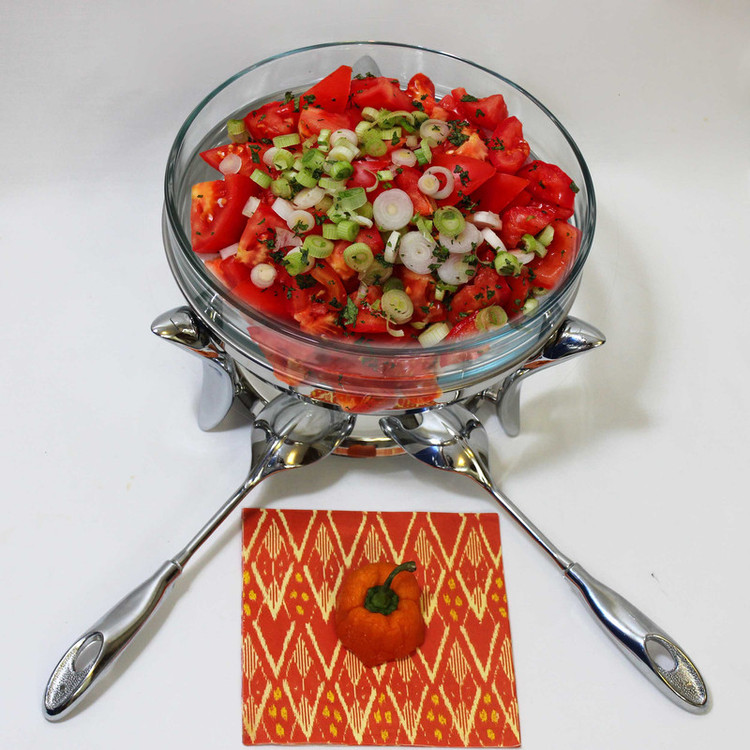 سوفلهخوری راکلند مدل salad-4 ظرفیت 4 لیتر، ظرف پیرکس نسوز جداشونده، استیل ضدزنگ براق، دارای جای وارمر و قاشق و چنگال سرو سالاد