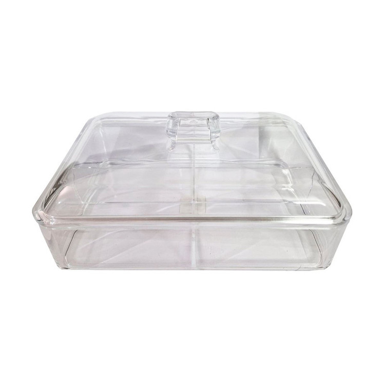 جعبه پذیرایی اکریلیک چهارخانه MA001 با 4 طبقه، شفاف و بدون حباب، مناسب نگهداری آجیل، دمنوش، چای و شکلات، شستشو با دست و ماشین ظرفشویی