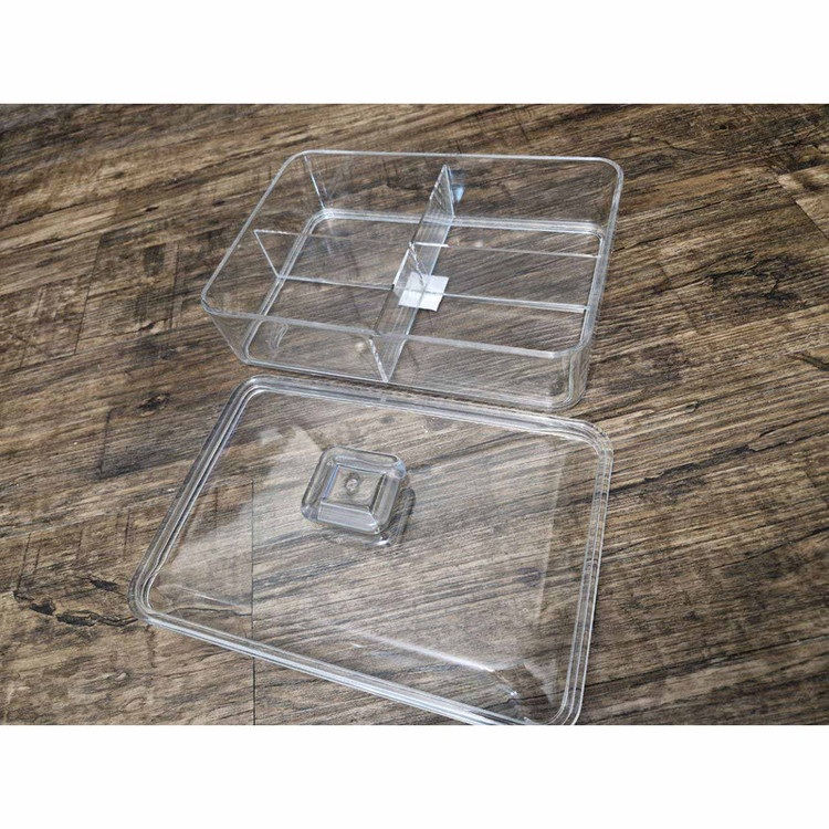 جعبه پذیرایی اکریلیک چهارخانه MA001 با 4 طبقه، شفاف و بدون حباب، مناسب نگهداری آجیل، دمنوش، چای و شکلات، شستشو با دست و ماشین ظرفشویی
