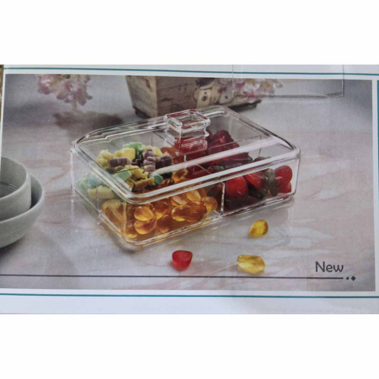 جعبه پذیرایی اکریلیک چهارخانه MA001 با 4 طبقه، شفاف و بدون حباب، مناسب نگهداری آجیل، دمنوش، چای و شکلات، شستشو با دست و ماشین ظرفشویی
