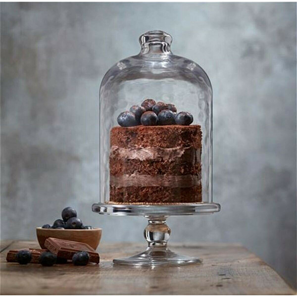 ظرف سرو پایهدار و دردار شیشهای مدل Midi Patisserie 96698، مناسب سرو کاپ کیک و ماکارون، قطر سینی 12.5 سانتیمتر