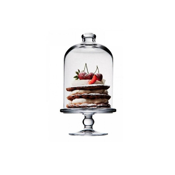ظرف سرو پایهدار و دردار شیشهای مدل Midi Patisserie 96698، مناسب سرو کاپ کیک و ماکارون، قطر سینی 12.5 سانتیمتر