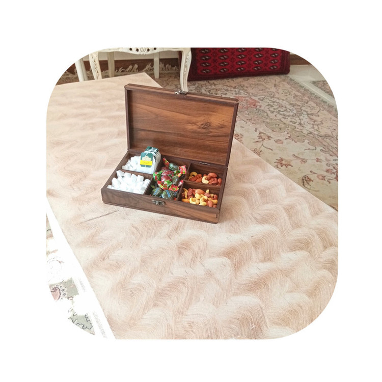 جعبه پذیرایی مستطیل MDF مدل کلاسیک d150 با طراحی بخشبندی داخلی، مناسب نگهداری تیبگ، شکلات و تنقلات، وزن 430 گرم، ابعاد 24x15x6 سانتیمتر، غیرقابل شستوشو