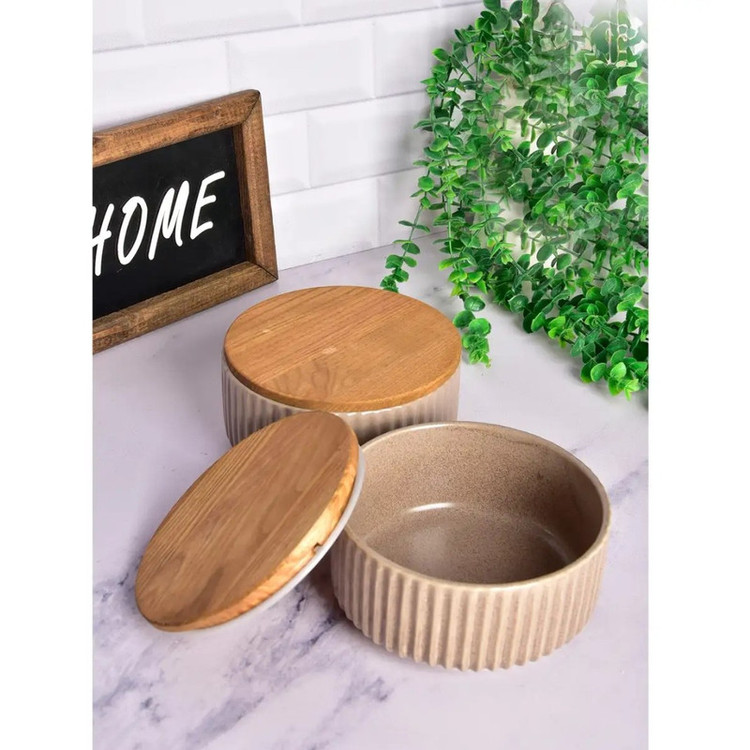 ظرف سرو بی.وی.کی مدل درب چوبی مجستیک کد HS452732 مجموعه 2 عددی