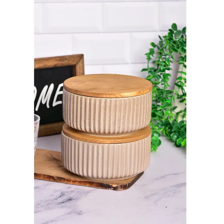 ظرف سرو بی.وی.کی مدل درب چوبی مجستیک کد HS452732 مجموعه 2 عددی