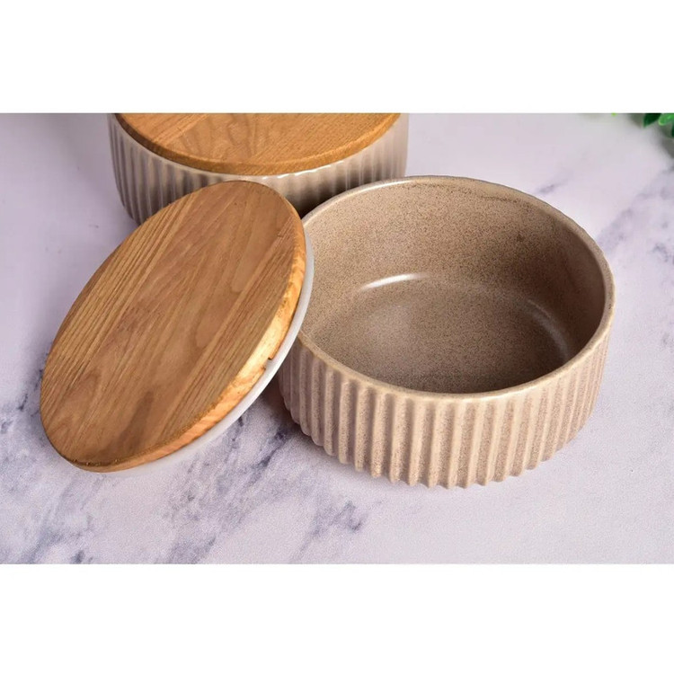 ظرف سرو بی.وی.کی مدل درب چوبی مجستیک کد HS452732 مجموعه 2 عددی