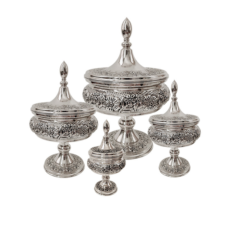 آجیل خوری مسی مدل غزل گل کد  ZH431.5 مجموعه 4 عددی