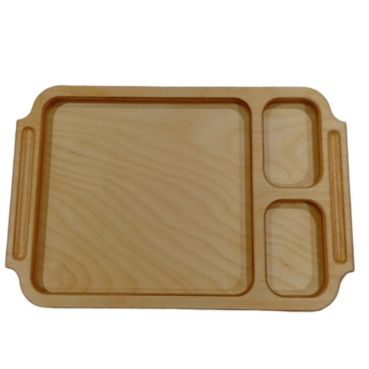 سینی دسته دار مدل چوبی طرح سه خانه کد MP21
