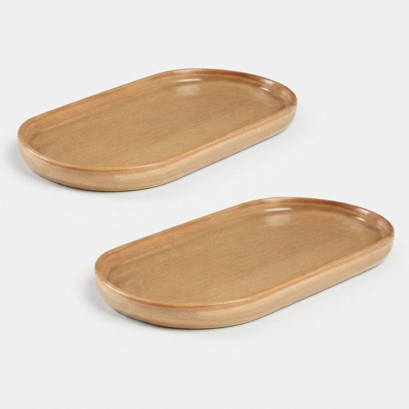 رولت‌خوری بیضی بی‌وی‌کی مدل گلکسی TP453248 چینی 24×12×2 سانتی‌متر، مناسب سرو رولت و خوراکی‌های باریک، شستشوی دستی، مجموعه 2 عددی