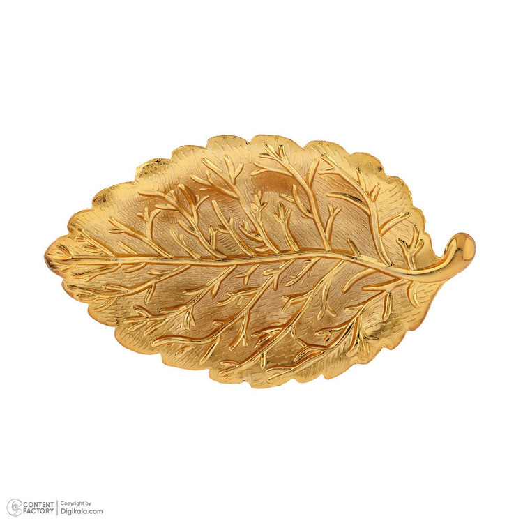 ظرف سرو فلزی دسرخوری طرح برگ فانتزی زارا گیفت مدل خرماخوری کد ZR09 با طراحی مدرن، مناسب سرو خرما و تنقلات، ساخت ایران و قابل شستوشو با دست