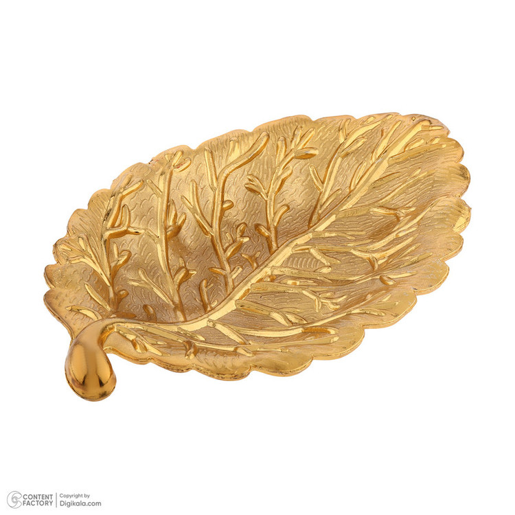 ظرف سرو فلزی دسرخوری طرح برگ فانتزی زارا گیفت مدل خرماخوری کد ZR09 با طراحی مدرن، مناسب سرو خرما و تنقلات، ساخت ایران و قابل شستوشو با دست