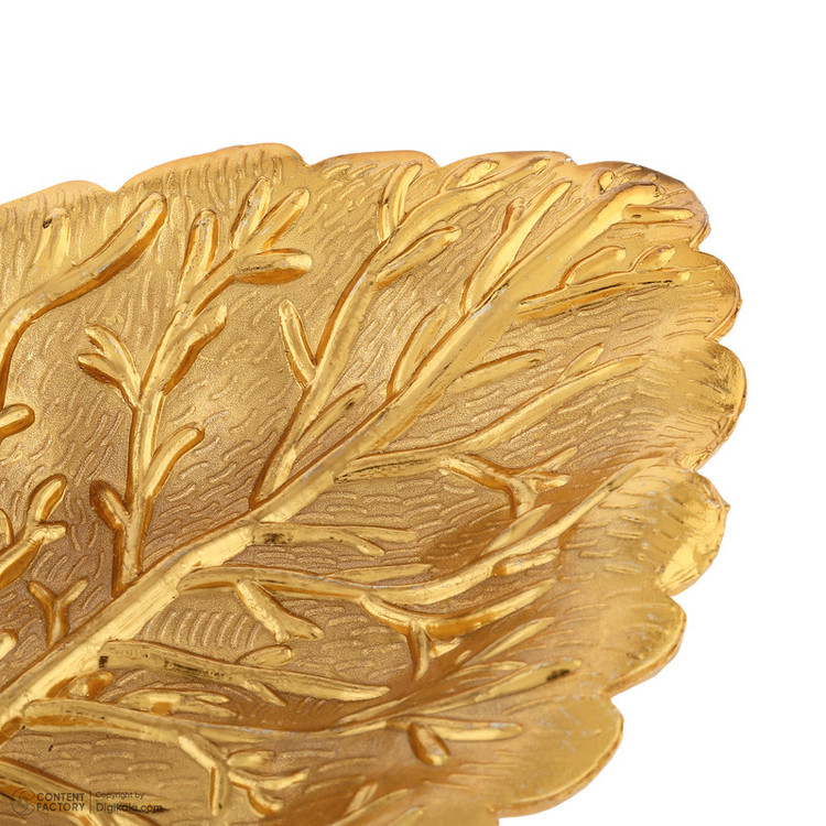 ظرف سرو فلزی دسرخوری طرح برگ فانتزی زارا گیفت مدل خرماخوری کد ZR09 با طراحی مدرن، مناسب سرو خرما و تنقلات، ساخت ایران و قابل شستوشو با دست
