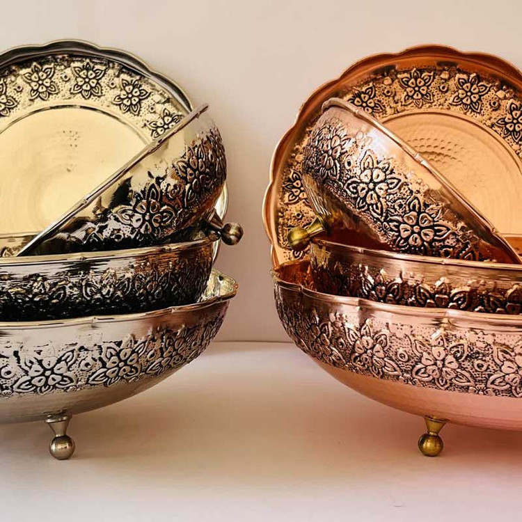 ست ظروف پذیرایی مسی مدل آفتابگردان کد ZH321.10