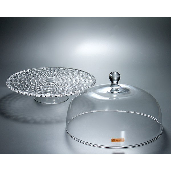 کیکخوری کریستالی ناخمن مدل Bossa Nova، ساخته شده در آلمان، طراحی بافتدار، ابعاد 33×33×26 سانتیمتر، وزن 2500 گرم