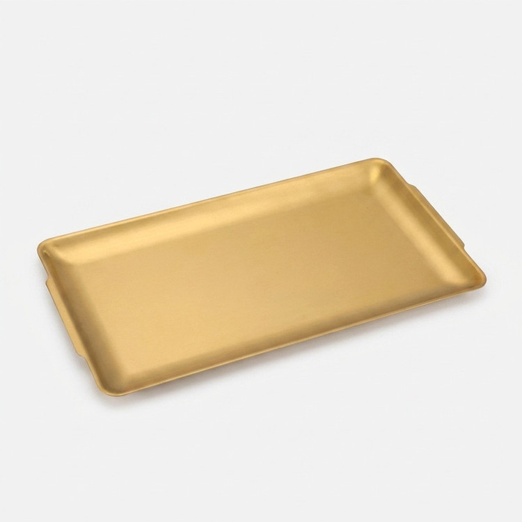 سینی سرو استیل مستطیل 22×14×1 سانتیمتر مناسب فینگرفود، شیرینیخوری و رولتخوری با قابلیت شستشو با دست و ماشین ظرفشویی کد 22