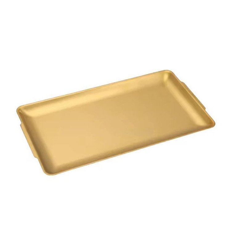 سینی سرو استیل مستطیل 22×14×1 سانتیمتر مناسب فینگرفود، شیرینیخوری و رولتخوری با قابلیت شستشو با دست و ماشین ظرفشویی کد 22