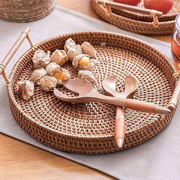 سینی حصیر بافی مدل راتان بسته 3 عددی