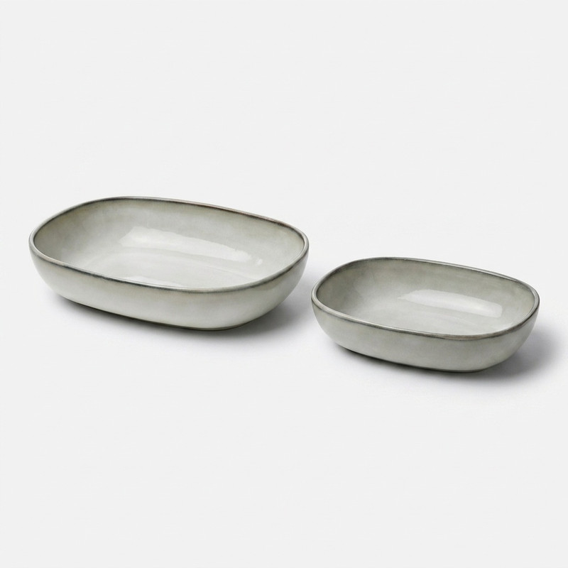 ظرف سرو ایکیا مدل GLADELIG مجموعه 2 عددی با لعاب شنی، ایمن در فر تا 280 درجه سانتی‌گراد و مناسب شستشو در ماشین ظرفشویی
