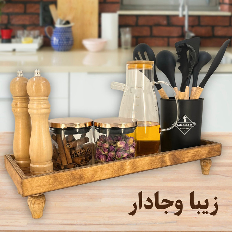 سینی سرو مدل رایزر چوبی پایه دار مستطیل کد RZ05