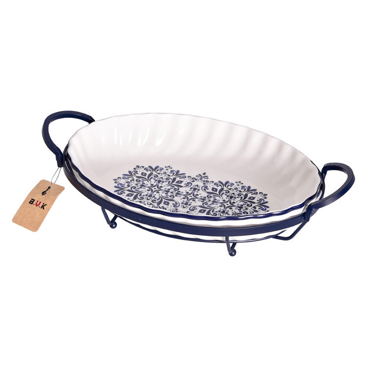 ظرف سرو بیویکی طرح آترین کد 475541 چینی بیضی برای شکلاتخوری، سرو مرغ و استیک، سالادخوری و آجیلخوری با ابعاد 34×19×8 سانتیمتر و وزن 1090 گرم همراه جعبه