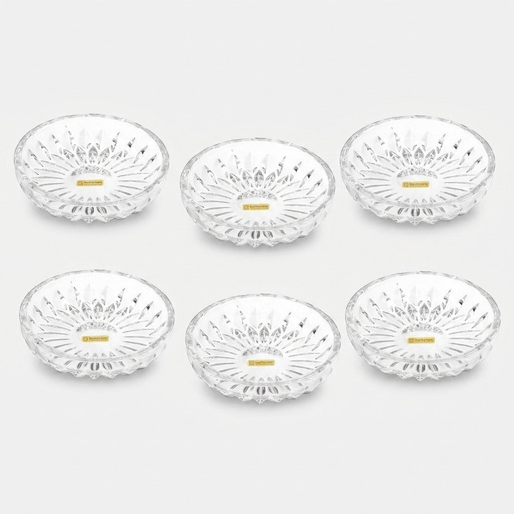 پیشدستی آجیلخوری ناخمن مدل اوریون کد 750 مجموعه 6 عددی کریستال بلور با قطر 14 سانتیمتر، شستشو با دست