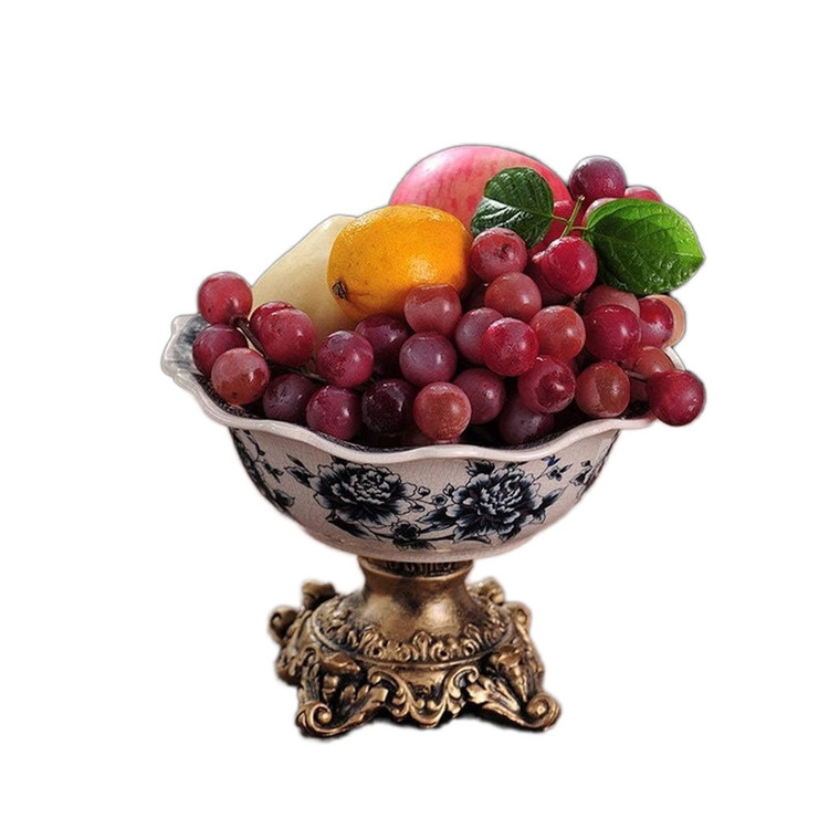 میوهخوری سرامیکی مدل کلاسیک با فرم دفرمه و پایه فلزی، مناسب سرو میوه، ابعاد 26×26×20 سانتیمتر، شستشو با دست، کد 1925