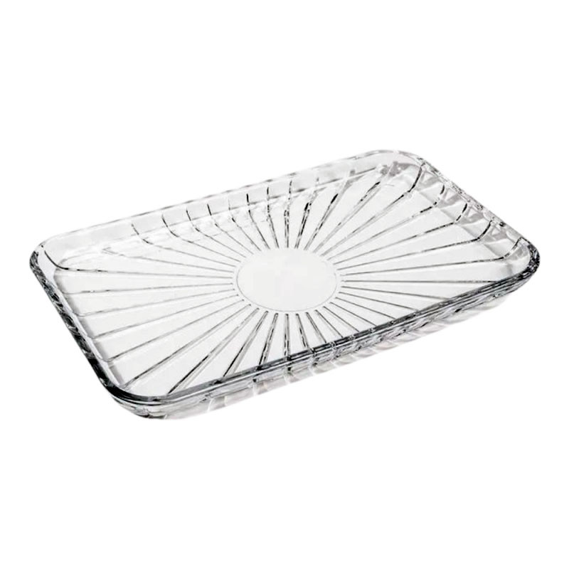 رولت‌خوری مدل Elegant کریستالی بلور مستطیلی، ابعاد 27.6×16.2×2 سانتی‌متر، مناسب شستشو با دست و ماشین ظرفشویی، همراه با جعبه