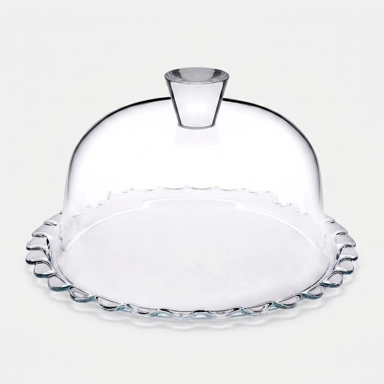 کیکخوری پاشاباغچه مدل PATISS بلور کریستال با درپوش، مناسب کیک تزئینشده تا قطر 20 سانتیمتر و کیک ساده تا قطر 22 سانتیمتر، ابعاد 23×17 سانتیمتر، وزن 1.5 کیلوگرم، قابلیت شستشو در ماشین ظرفشویی، مناسب فریزر و مایکروویو، دارای جعبه
