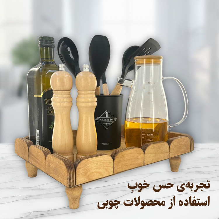 سینی سرو مدل رایزر چوبی پایه دار کد RZ01
