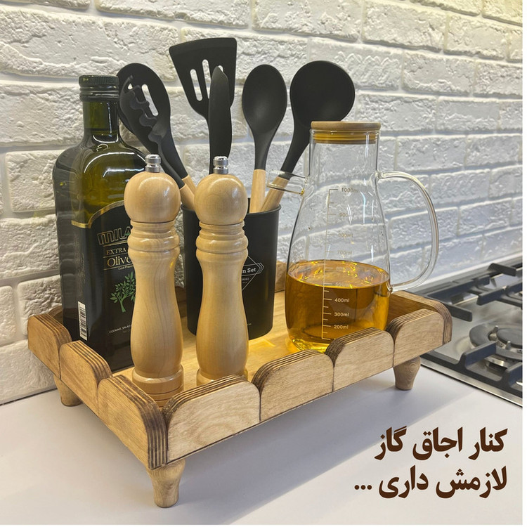 سینی سرو مدل رایزر چوبی پایه دار کد RZ01