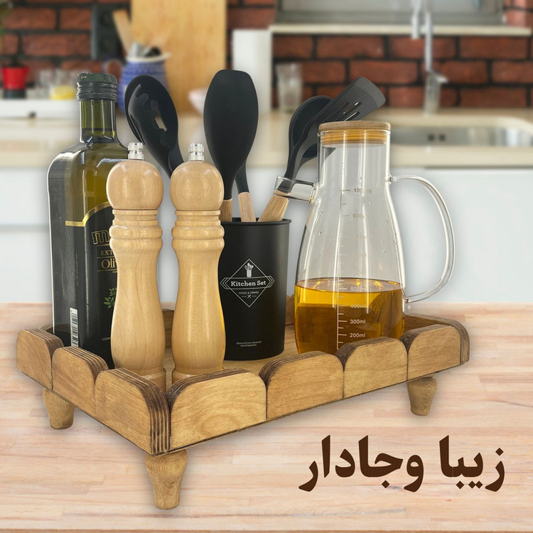 سینی سرو مدل رایزر چوبی پایه دار کد RZ01